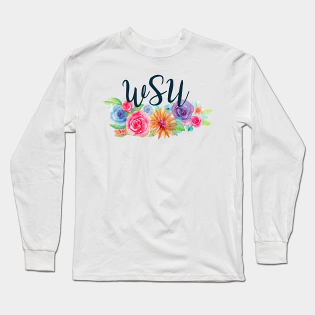 Floral WSU Long Sleeve T-Shirt by aterkaderk